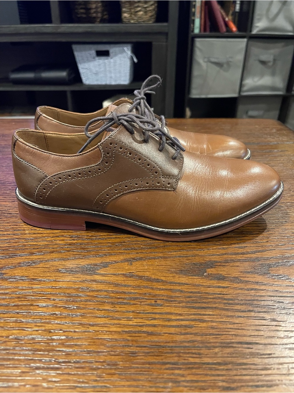 Johnston & Murphy Two-Tone Brown Leather Wingtip Lace-Ups